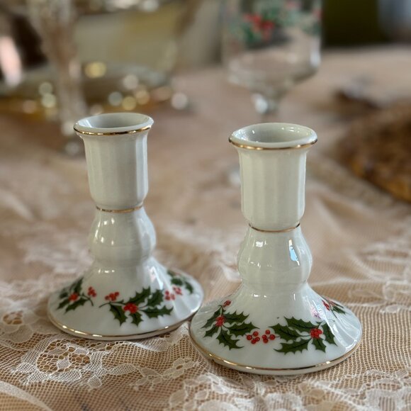 Vintage Christmas Creamer, Sugar Bowl & 2 Candle Holders Set Made in Japan - Picture 3 of 8